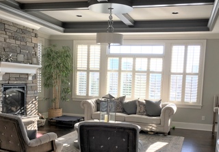 Plantation shutters in a living room